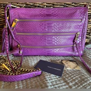 Rebecca Minkoff 5-zip crossbody purple w/tassel